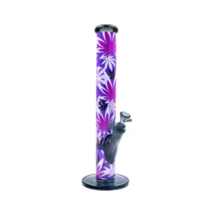 Fire-Flow x Black Leaf – Glass Bong Pink Leaves – 40cm - Image 1
