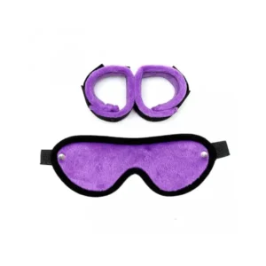 Soft Bondage Velcro Cuffs with Mask Black – Image 3
