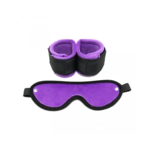 Soft Bondage Velcro Cuffs with Mask Black – Image 2